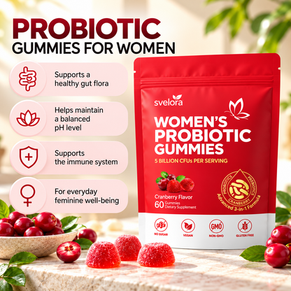 Probiotic Gummies for Women – Cranberry, 5 Billion CFU, Prebiotics & Vitamin C – 60 pcs