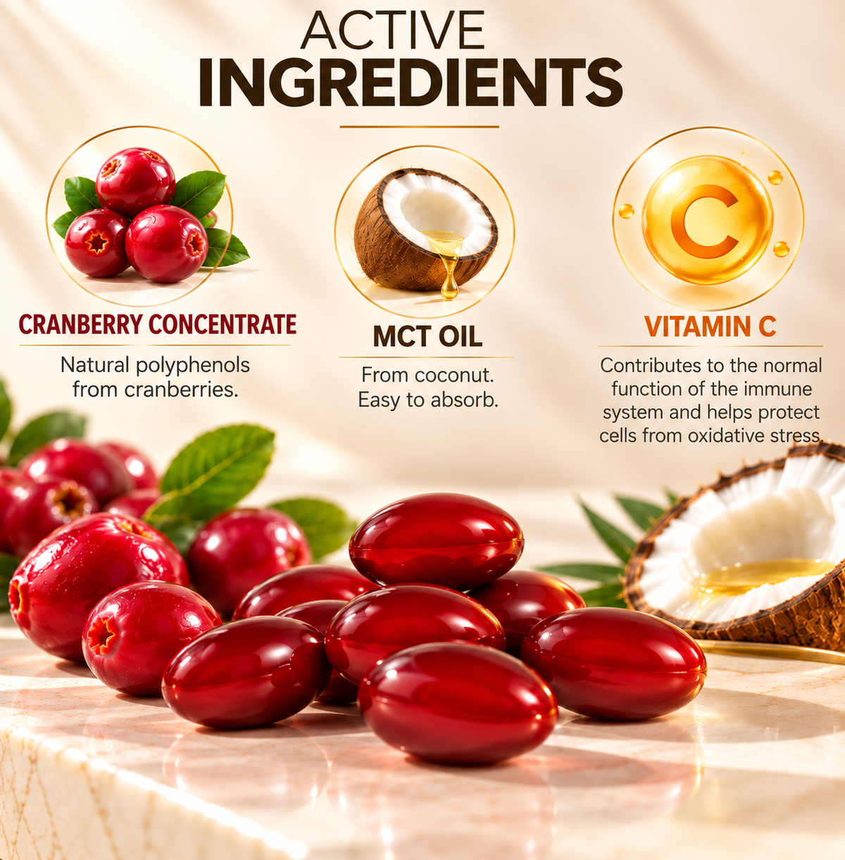 Cranberry Concentrate with Vitamin C & MCT Oil – 60 Capsules