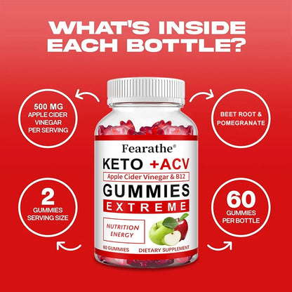 Fearathe Keto Apple Cider Vinegar Gummies – ACV Supplement 60 Gummies