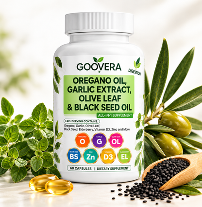 Oregano Oil with Garlic Extract, Olive Leaf & Black Seed Oil – 60 Capsules