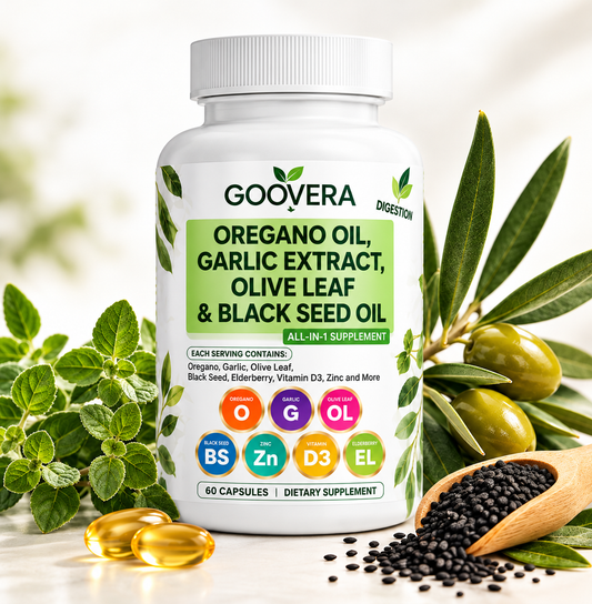 Oregano Oil with Garlic Extract, Olive Leaf & Black Seed Oil – 60 Capsules