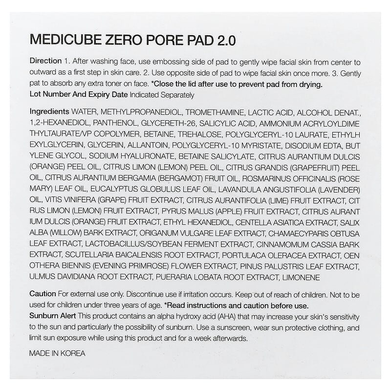 Medicube™ Zero Pore Toner Pads
