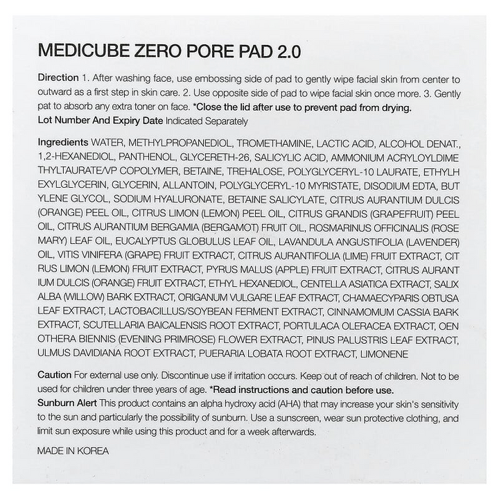 Medicube™ Zero Pore Toner Pads