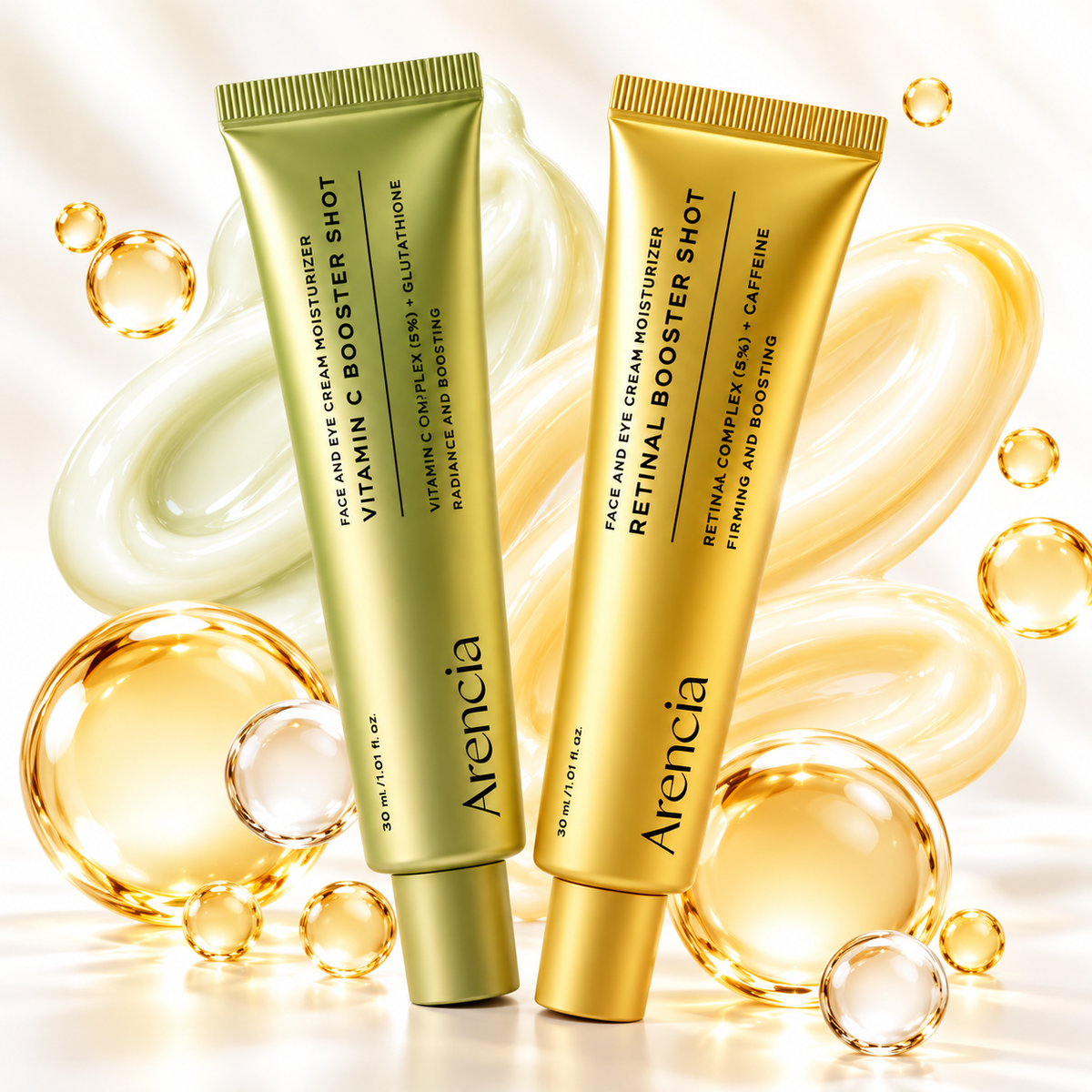 Arencia Vitamin C + Retinal Booster Duo – Face Care for Radiance & Firmer Skin, 2 × 30 ml