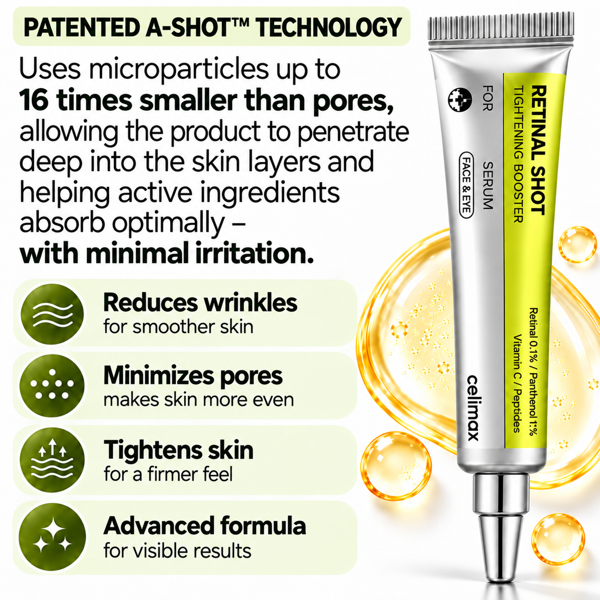 Retinol Shot Tightening Set – 3-piece skincare set with retinal, peptides & panthenol