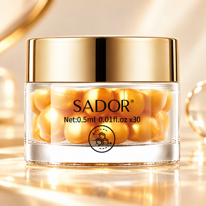 Face Serum in Golden Capsules – Moisturising Skincare – 30 Capsules, 15 ml