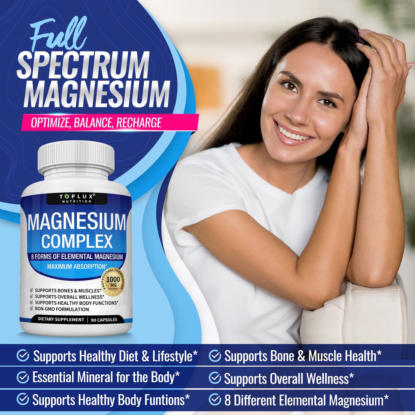 Magnesium Complex – 8 Forms of Magnesium – 90 Capsules
