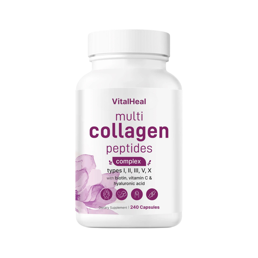 Multi Collagen Peptides 80 days supply - 240 Capsules – Hydrolyzed Collagen with Biotin & Hyaluronic Acid
