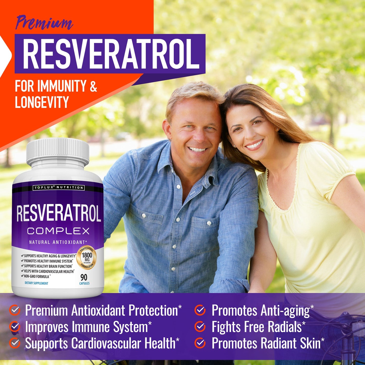 Resveratrol Complex 1800mg – 90 Capsules Dietary Supplement