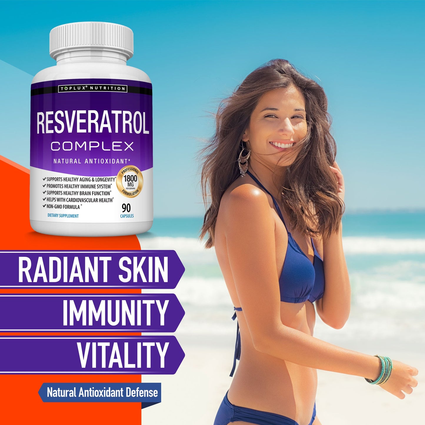 Resveratrol Complex 1800mg – 90 Capsules Dietary Supplement