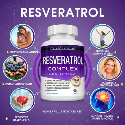 Resveratrol Complex 1800mg – 90 Capsules Dietary Supplement