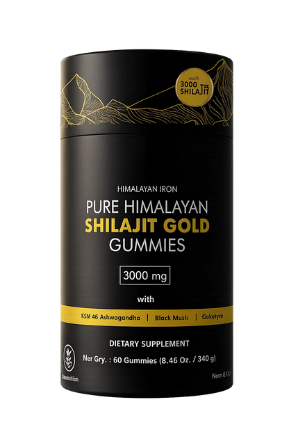Pure Himalayan Shilajit Gummies 3000mg – KSM-66 Ashwagandha, Black Musli & Gokshura – 60 Gummies