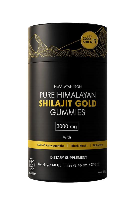 Pure Himalayan Shilajit Gummies 3000mg – KSM-66 Ashwagandha, Black Musli & Gokshura – 60 Gummies