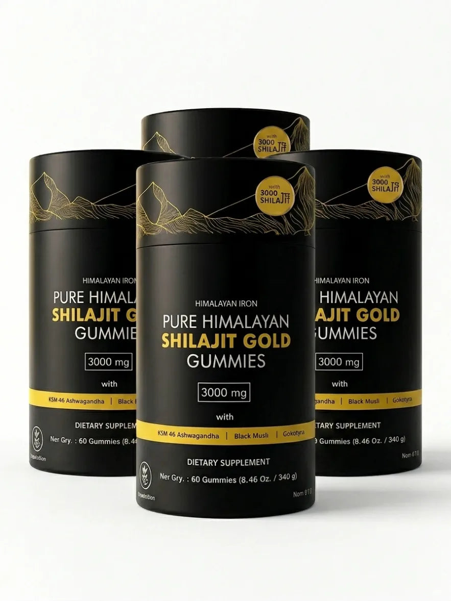 Pure Himalayan Shilajit Gummies 3000mg – KSM-66 Ashwagandha, Black Musli & Gokshura – 60 Gummies