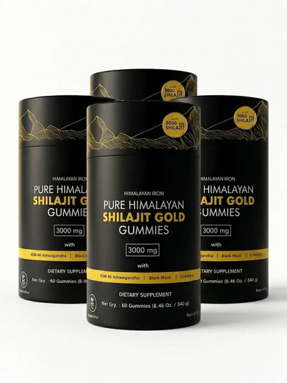 Pure Himalayan Shilajit Gummies 3000mg – KSM-66 Ashwagandha, Black Musli & Gokshura – 60 Gummies